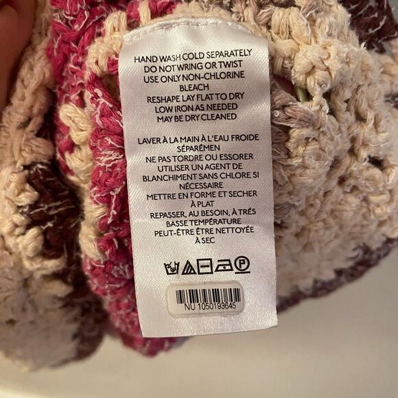 Anthropologie Women's size Small Pink Crocheted Crop Top Boho Floral Cottagecore - Picture 9 of 9